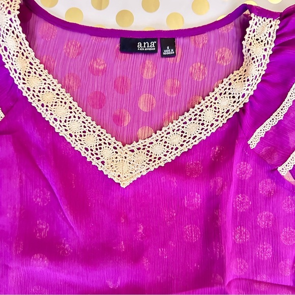 a.n.a Pink and Purple Embellished Flutter Sleeve Blouse - Picture 2 of 2